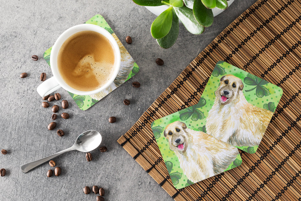 Irish Wolfhound St Patrick's Foam Coasters Set of 4 Cup Coasters for Indoor Outdoor, Tabletop Protection, Anti Slip, Mouse pad Material