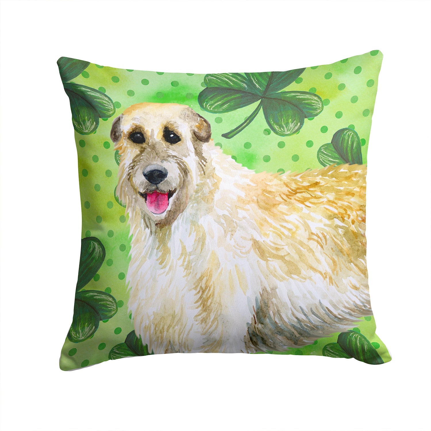 Irish Wolfhound St Patrick's Decorative Throw Pillow 14x14 Indoor Outdoor Accent Cushion, Fabric Cover with Insert for Sofa, Bed, Porch & Living Room