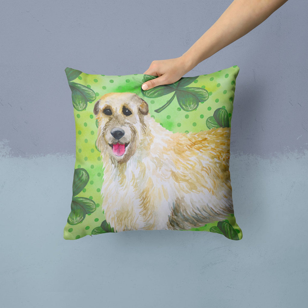 Irish Wolfhound St Patrick's Decorative Throw Pillow 14x14 Indoor Outdoor Accent Cushion, Fabric Cover with Insert for Sofa, Bed, Porch & Living Room