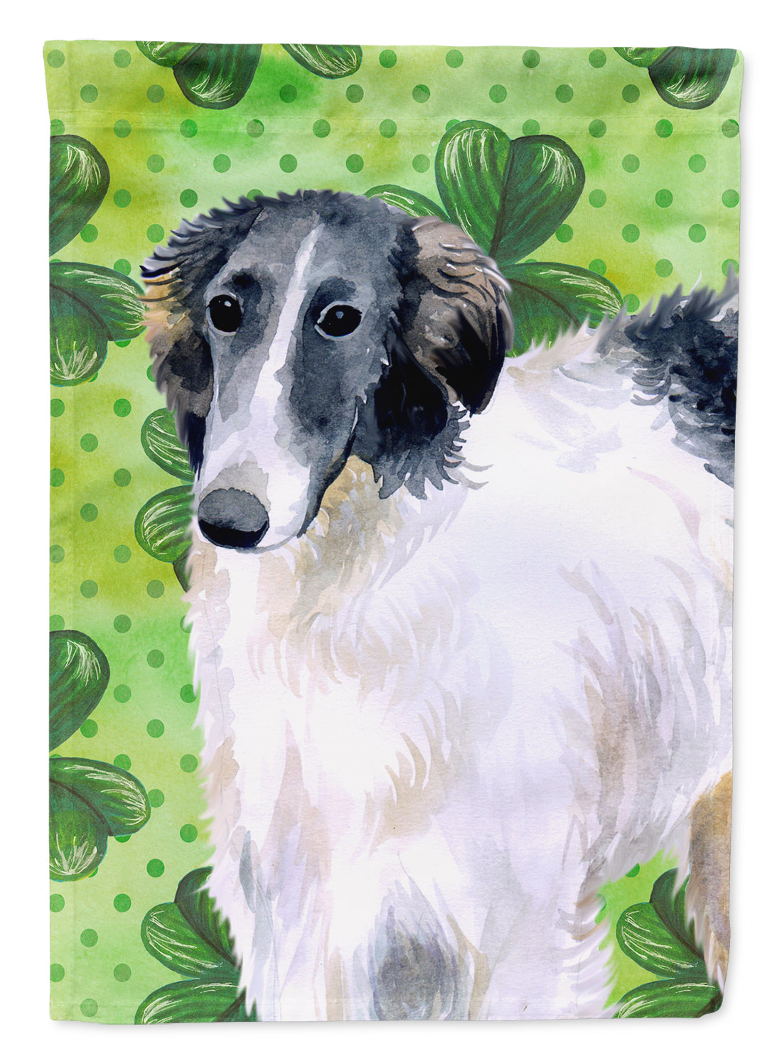 Borzoi St Patrick's House Flag 28x40 Porch Sleeve Pole Decorative Outside Yard Banner Artwork Wall Hanging, Polyester