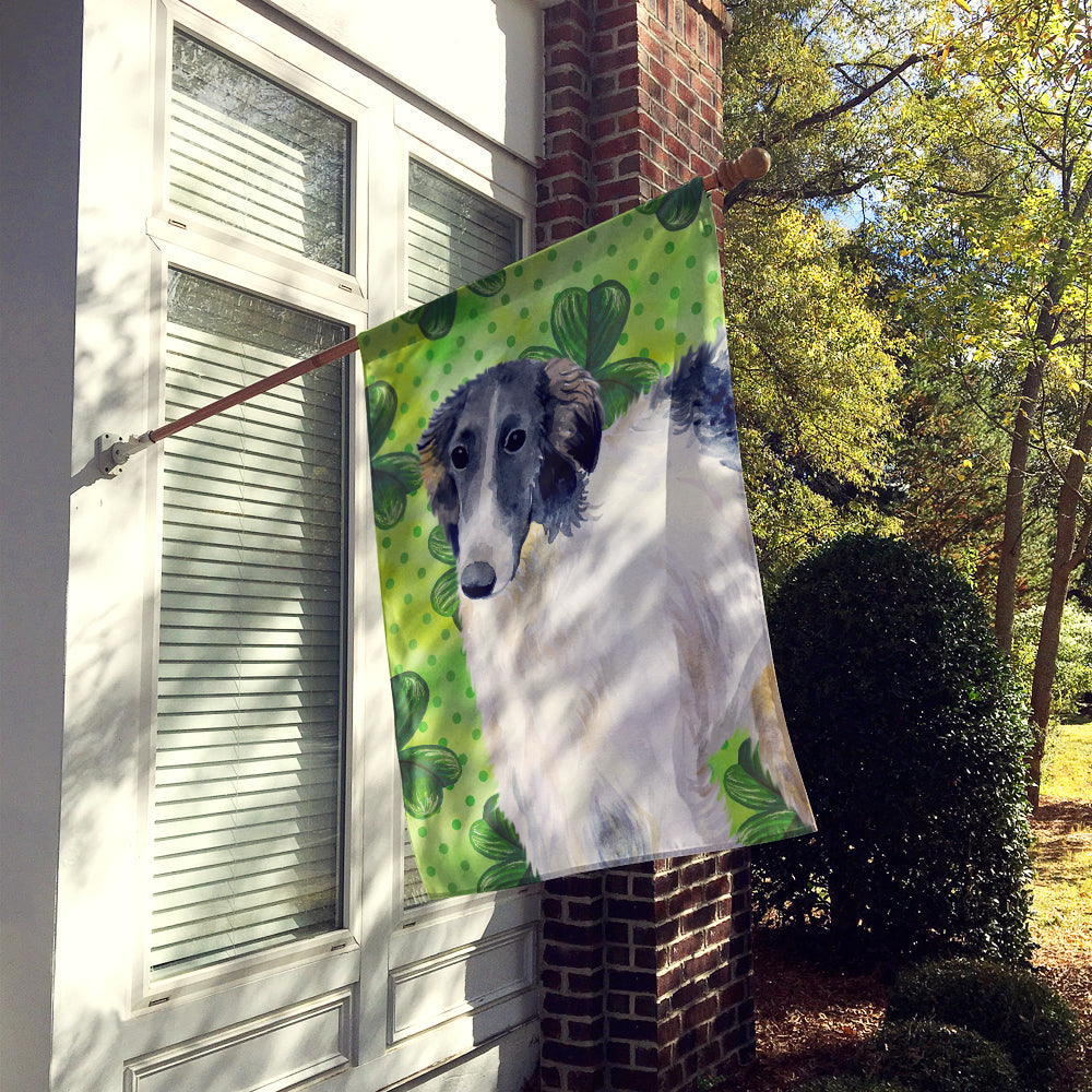 Borzoi St Patrick's House Flag 28x40 Porch Sleeve Pole Decorative Outside Yard Banner Artwork Wall Hanging, Polyester