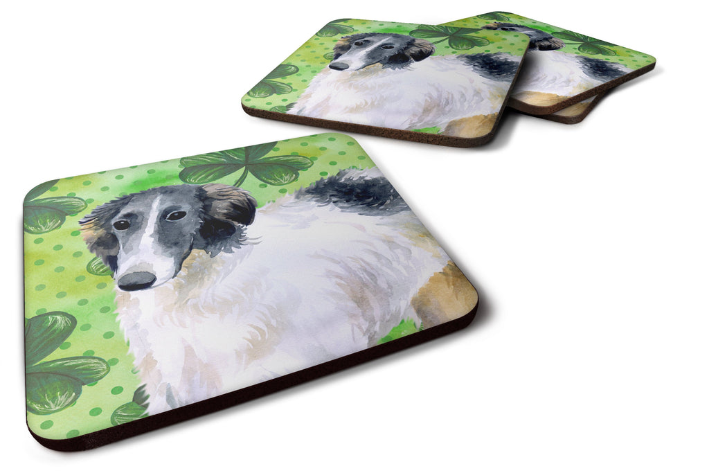 Borzoi St Patrick's Foam Coasters Set of 4 Cup Coasters for Indoor Outdoor, Tabletop Protection, Anti Slip, Mouse pad Material