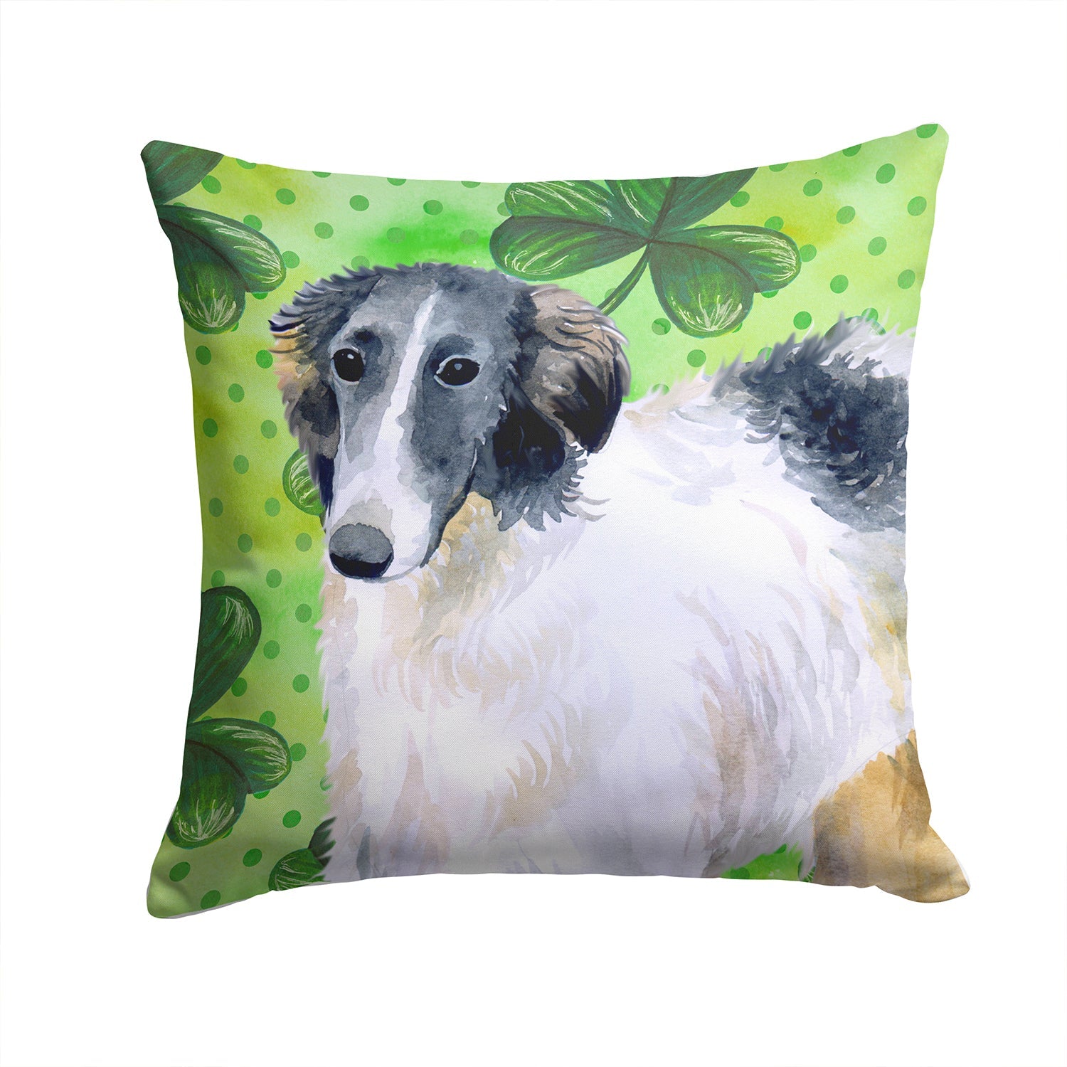 Borzoi St Patrick's Decorative Throw Pillow 14x14 Indoor Outdoor Accent Cushion, Fabric Cover with Insert for Sofa, Bed, Porch & Living Room