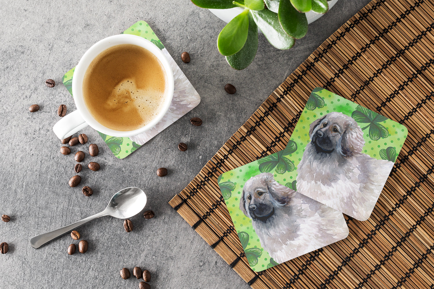 Moscow Watchdog St Patrick's Foam Coasters Set of 4 Cup Coasters for Indoor Outdoor, Tabletop Protection, Anti Slip, Mouse pad Material