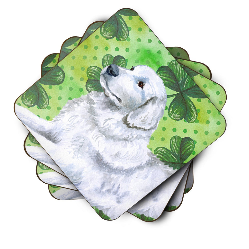 Maremma Sheepdog St Patrick's Foam Coasters Set of 4 Cup Coasters for Indoor Outdoor, Tabletop Protection, Anti Slip, Mouse pad Material