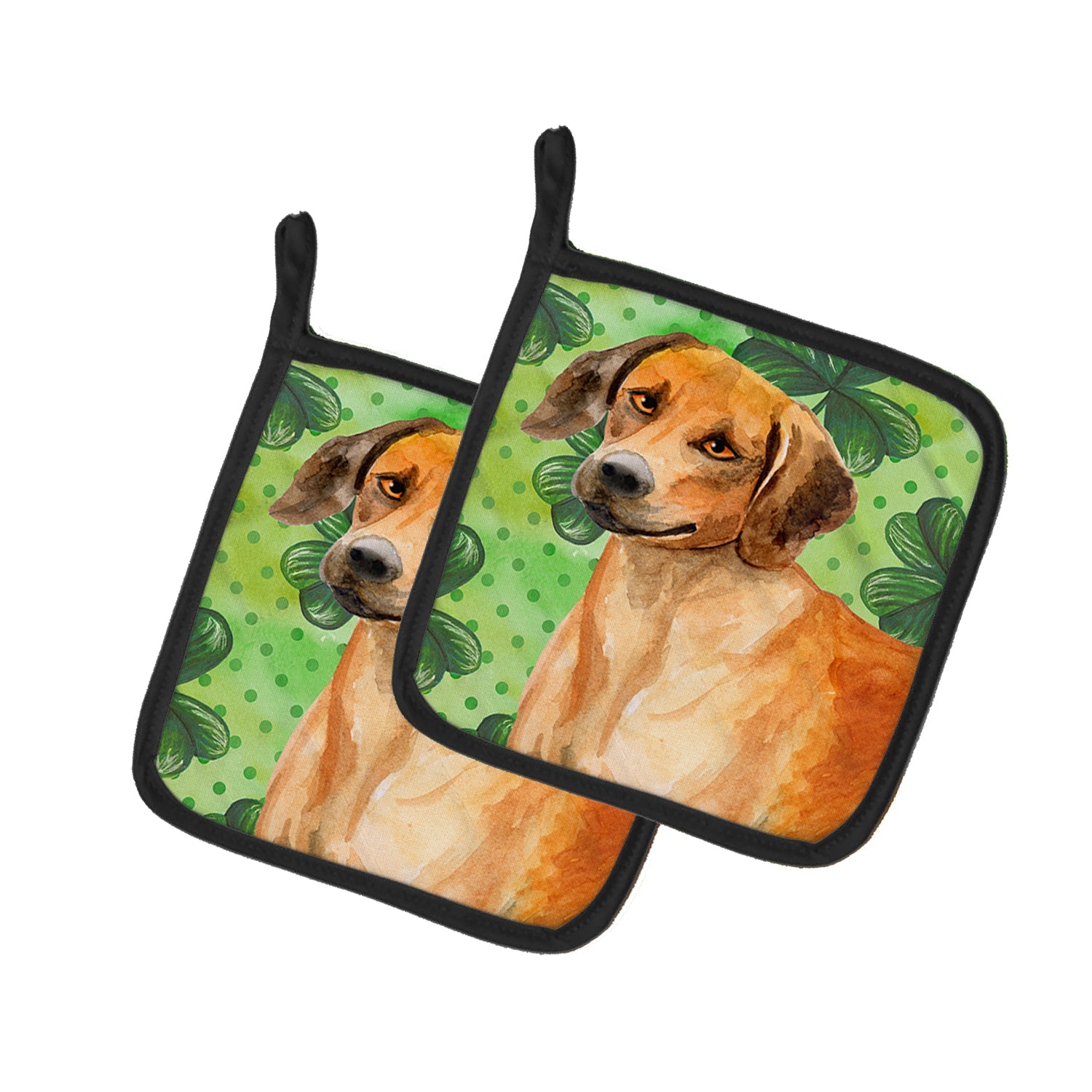 Rhodesian Ridgeback St Patrick's Pot Holder Set of 2 Heat Resistant Quilted Hot Pads 7.5 x 7.5 Inch, Insulated Kitchen Trivets for Cooking & Baking