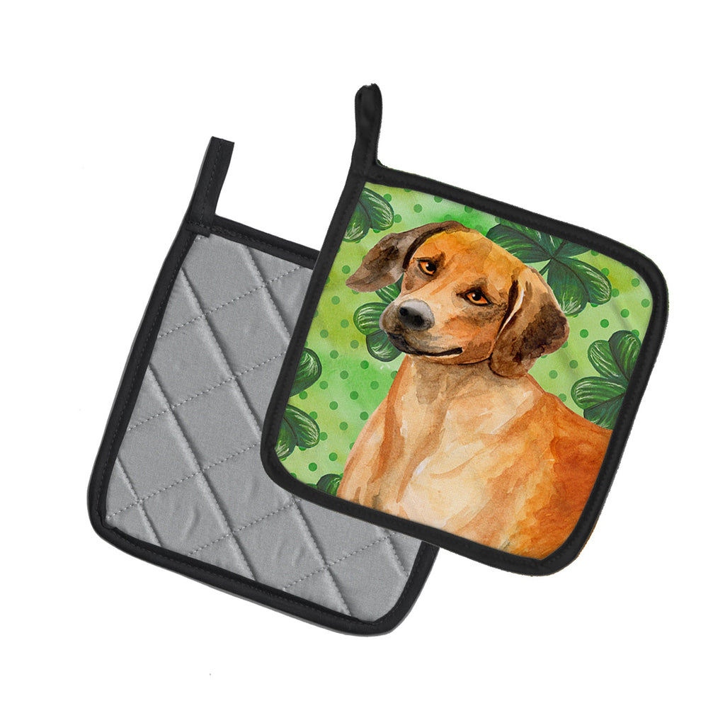Rhodesian Ridgeback St Patrick's Pot Holder Set of 2 Heat Resistant Quilted Hot Pads 7.5 x 7.5 Inch, Insulated Kitchen Trivets for Cooking & Baking
