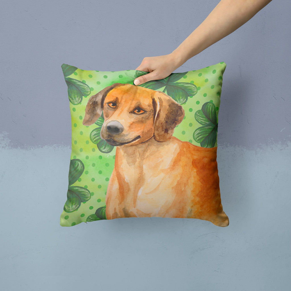 Rhodesian Ridgeback St Patrick's Decorative Throw Pillow 14x14 Indoor Outdoor Accent Cushion, Fabric Cover with Insert for Sofa, Bed, Porch & Living Room