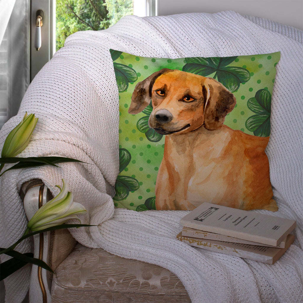 Rhodesian Ridgeback St Patrick's Decorative Throw Pillow 14x14 Indoor Outdoor Accent Cushion, Fabric Cover with Insert for Sofa, Bed, Porch & Living Room