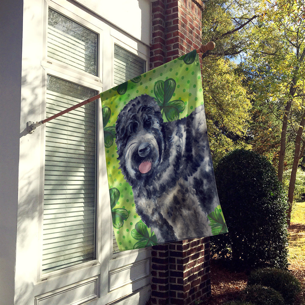 Black Russian Terrier St Patrick's House Flag 28x40 Porch Sleeve Pole Decorative Outside Yard Banner Artwork Wall Hanging, Polyester