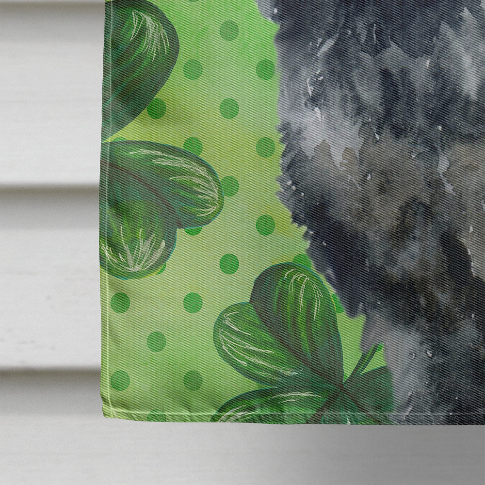 Black Russian Terrier St Patrick's House Flag 28x40 Porch Sleeve Pole Decorative Outside Yard Banner Artwork Wall Hanging, Polyester