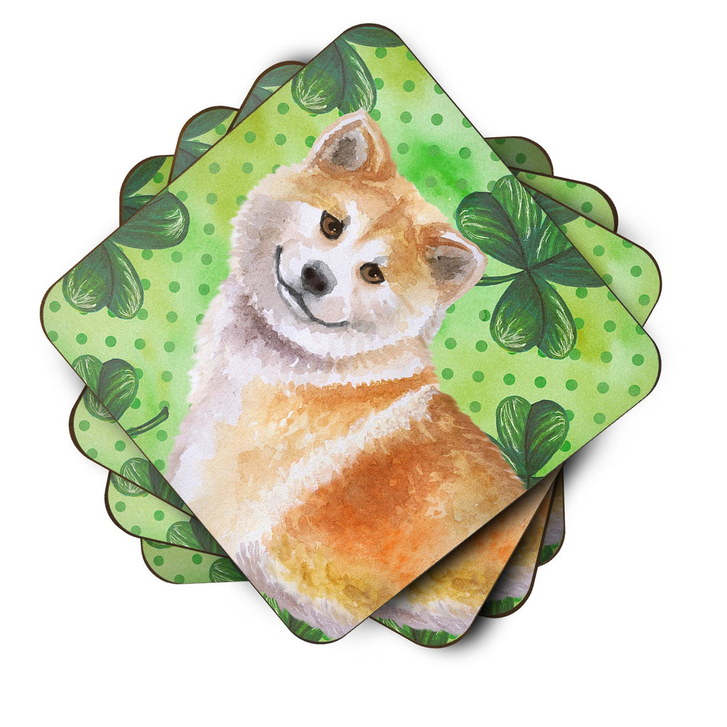 Shiba Inu St Patrick's Foam Coasters Set of 4 Cup Coasters for Indoor Outdoor, Tabletop Protection, Anti Slip, Mouse pad Material