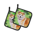 Shiba Inu St Patrick's Pot Holder Set of 2 Heat Resistant Quilted Hot Pads 7.5 x 7.5 Inch, Insulated Kitchen Trivets for Cooking & Baking