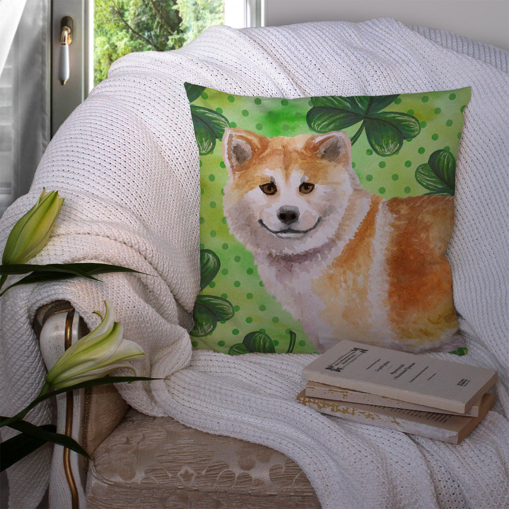 Shiba Inu St Patrick's Decorative Throw Pillow 14x14 Indoor Outdoor Accent Cushion, Fabric Cover with Insert for Sofa, Bed, Porch & Living Room