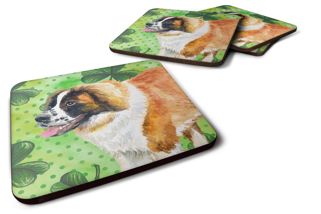 Saint Bernard St Patrick's Foam Coasters Set of 4 Cup Coasters for Indoor Outdoor, Tabletop Protection, Anti Slip, Mouse pad Material