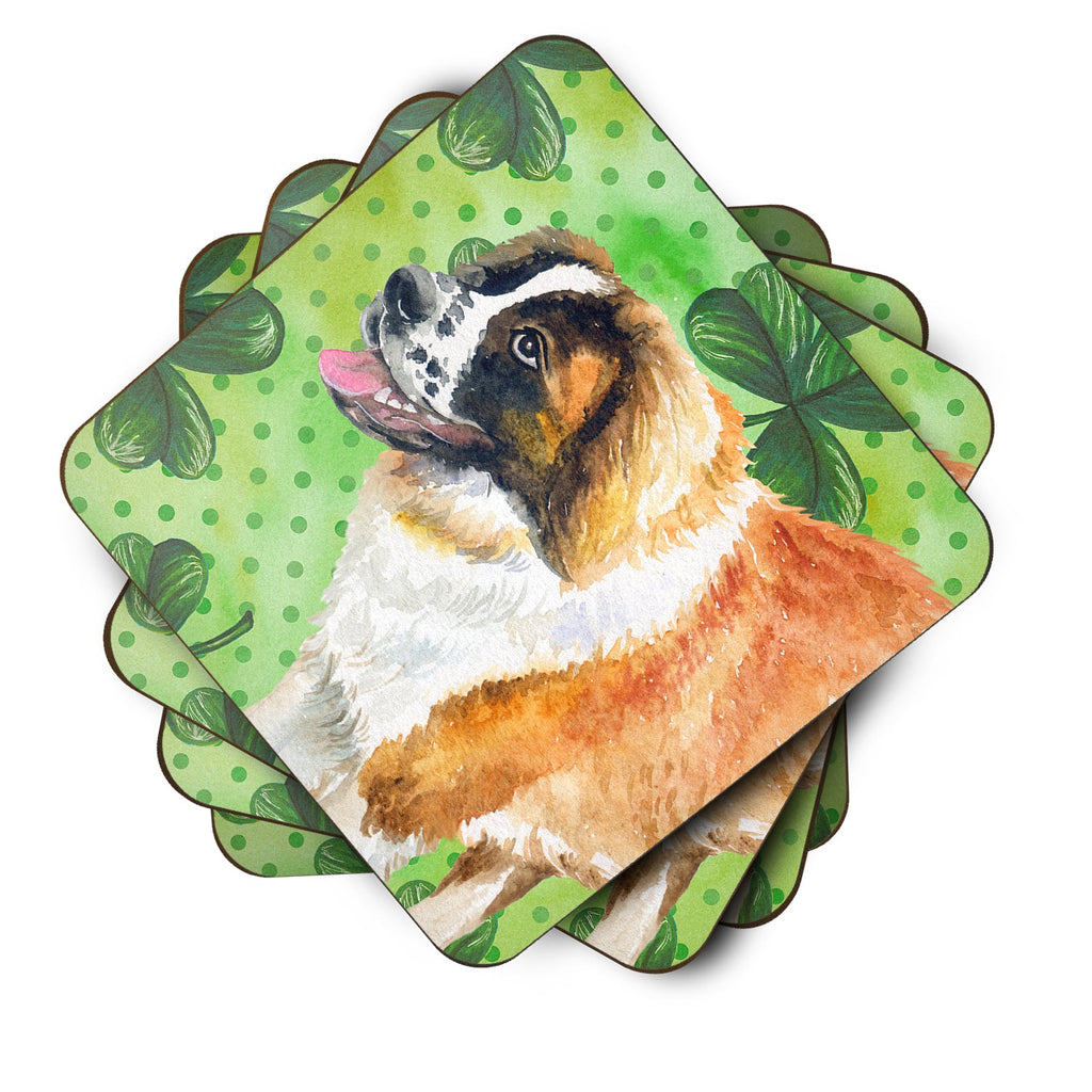 Saint Bernard St Patrick's Foam Coasters Set of 4 Cup Coasters for Indoor Outdoor, Tabletop Protection, Anti Slip, Mouse pad Material
