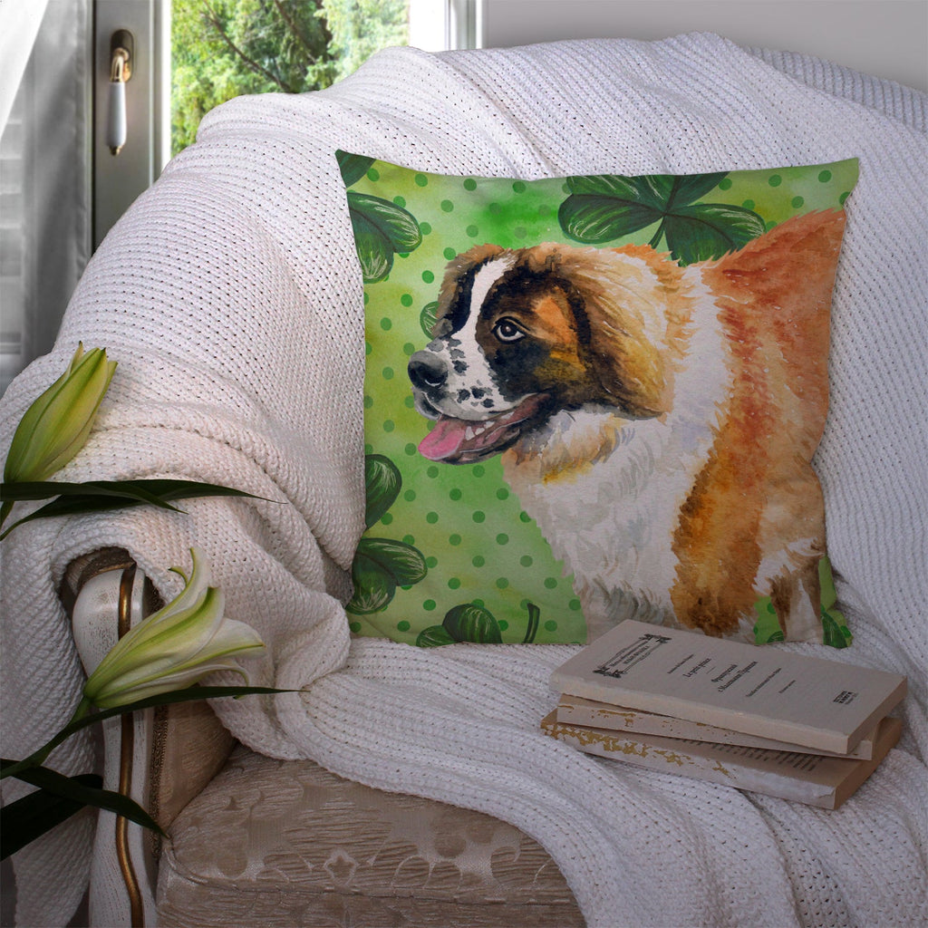 Saint Bernard St Patrick's Decorative Throw Pillow 14x14 Indoor Outdoor Accent Cushion, Fabric Cover with Insert for Sofa, Bed, Porch & Living Room