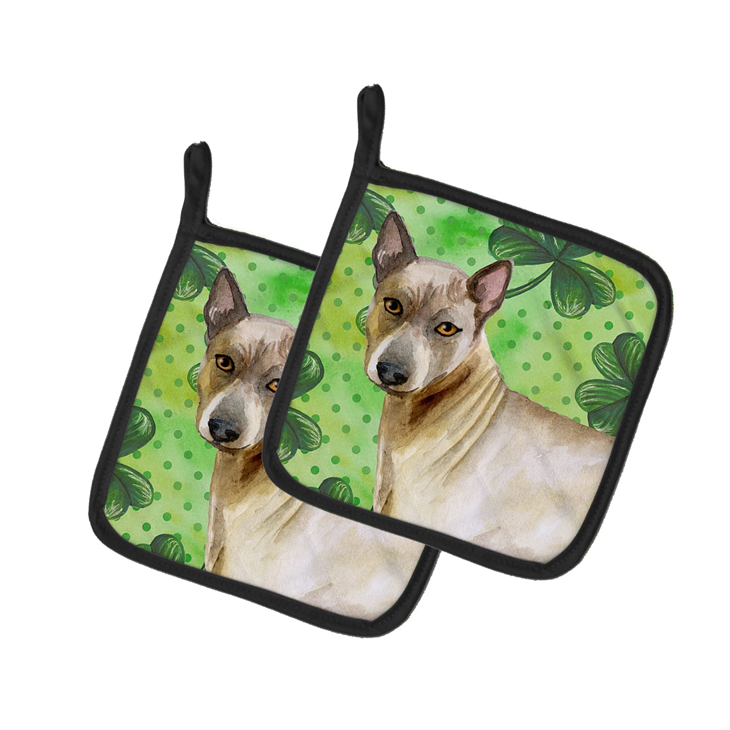 Thai Ridgeback St Patrick's Pot Holder Set of 2 Heat Resistant Quilted Hot Pads 7.5 x 7.5 Inch, Insulated Kitchen Trivets for Cooking & Baking