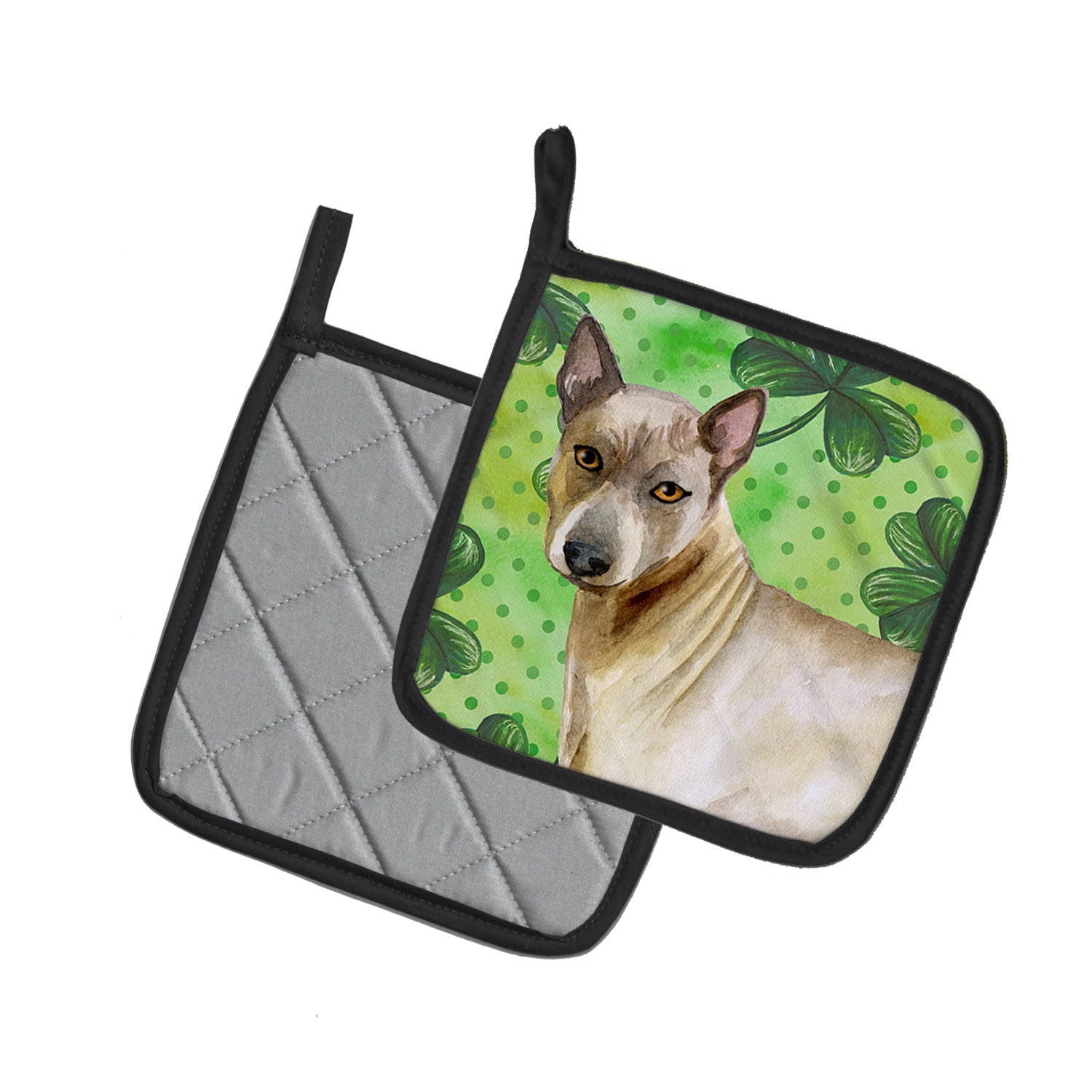 Thai Ridgeback St Patrick's Pot Holder Set of 2 Heat Resistant Quilted Hot Pads 7.5 x 7.5 Inch, Insulated Kitchen Trivets for Cooking & Baking