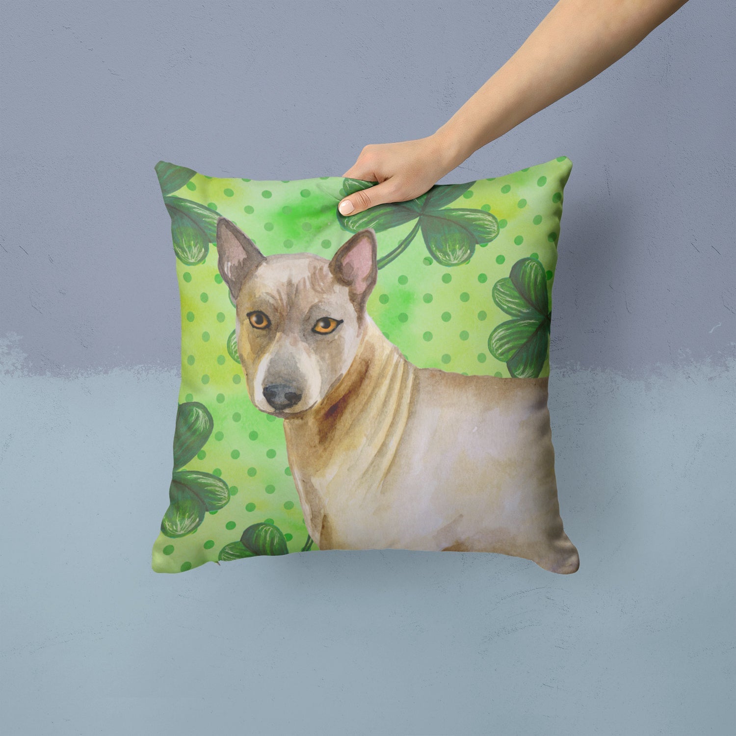 Thai Ridgeback St Patrick's Decorative Throw Pillow 14x14 Indoor Outdoor Accent Cushion, Fabric Cover with Insert for Sofa, Bed, Porch & Living Room