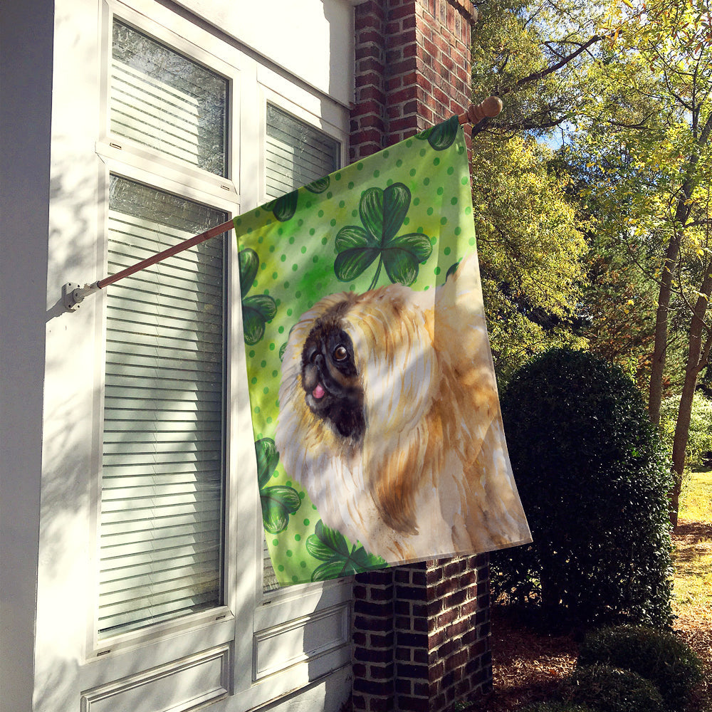 Pekingese St Patrick's House Flag 28x40 Porch Sleeve Pole Decorative Outside Yard Banner Artwork Wall Hanging, Polyester