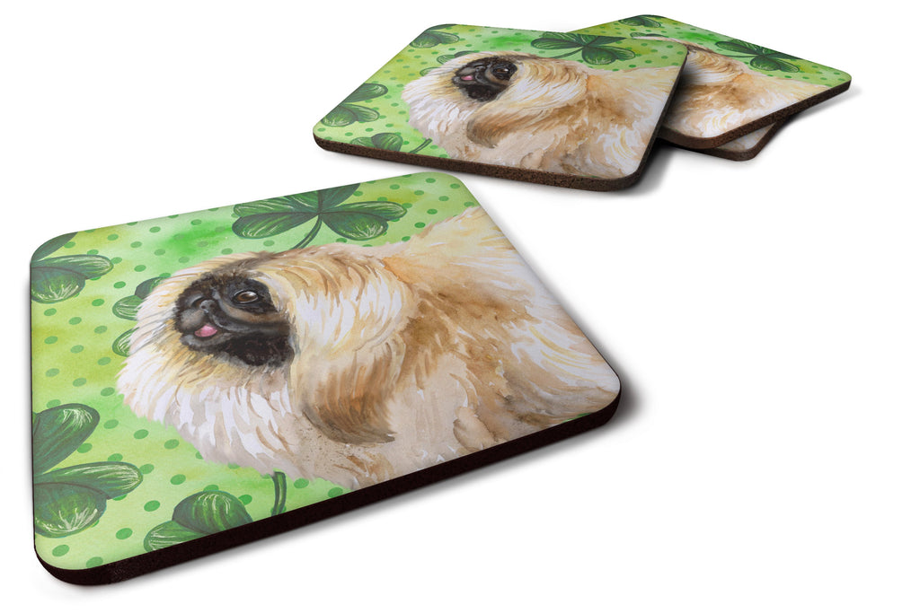 Pekingese St Patrick's Foam Coasters Set of 4 Cup Coasters for Indoor Outdoor, Tabletop Protection, Anti Slip, Mouse pad Material