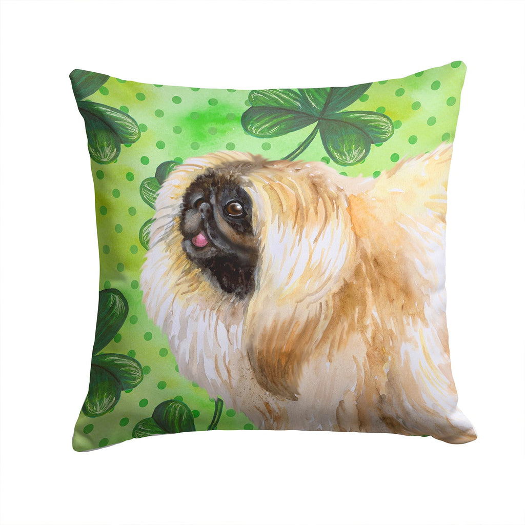Pekingese St Patrick's Decorative Throw Pillow 14x14 Indoor Outdoor Accent Cushion, Fabric Cover with Insert for Sofa, Bed, Porch & Living Room