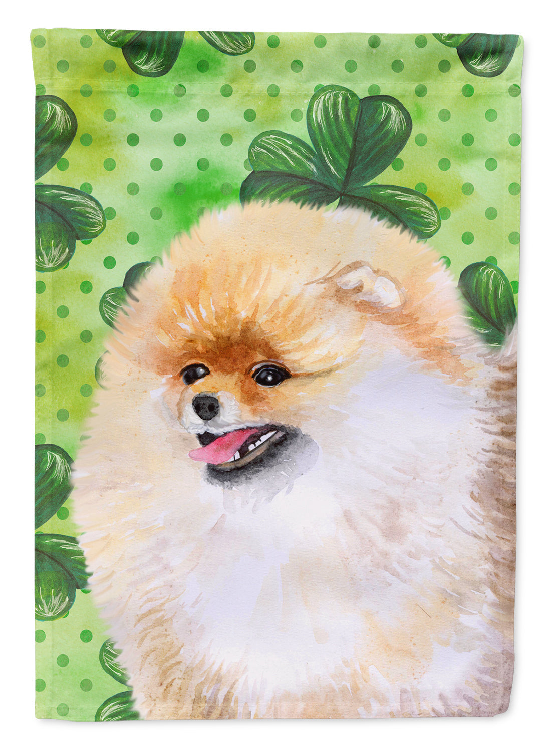 Pomeranian St Patrick's House Flag 28x40 Porch Sleeve Pole Decorative Outside Yard Banner Artwork Wall Hanging, Polyester