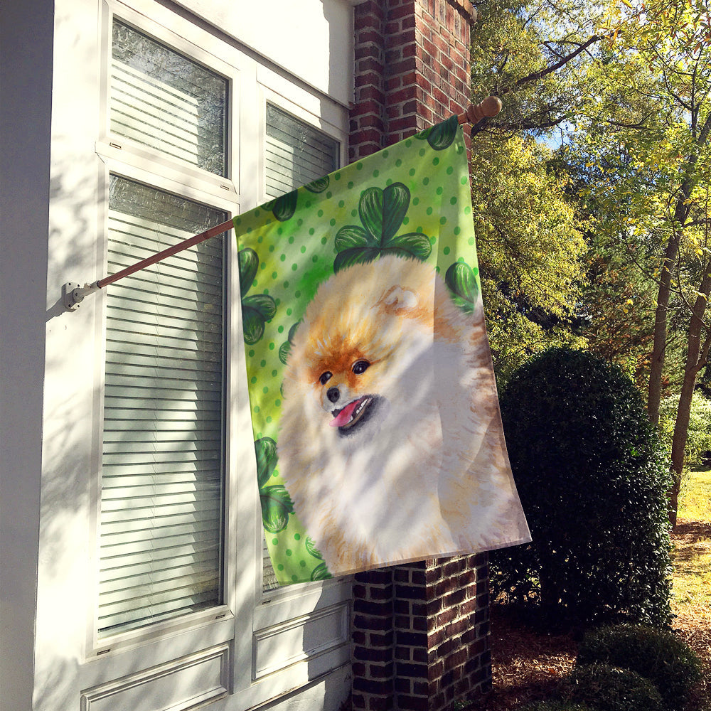 Pomeranian St Patrick's House Flag 28x40 Porch Sleeve Pole Decorative Outside Yard Banner Artwork Wall Hanging, Polyester