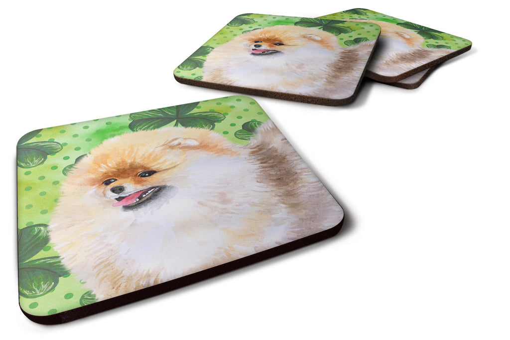 Pomeranian St Patrick's Foam Coasters Set of 4 Cup Coasters for Indoor Outdoor, Tabletop Protection, Anti Slip, Mouse pad Material