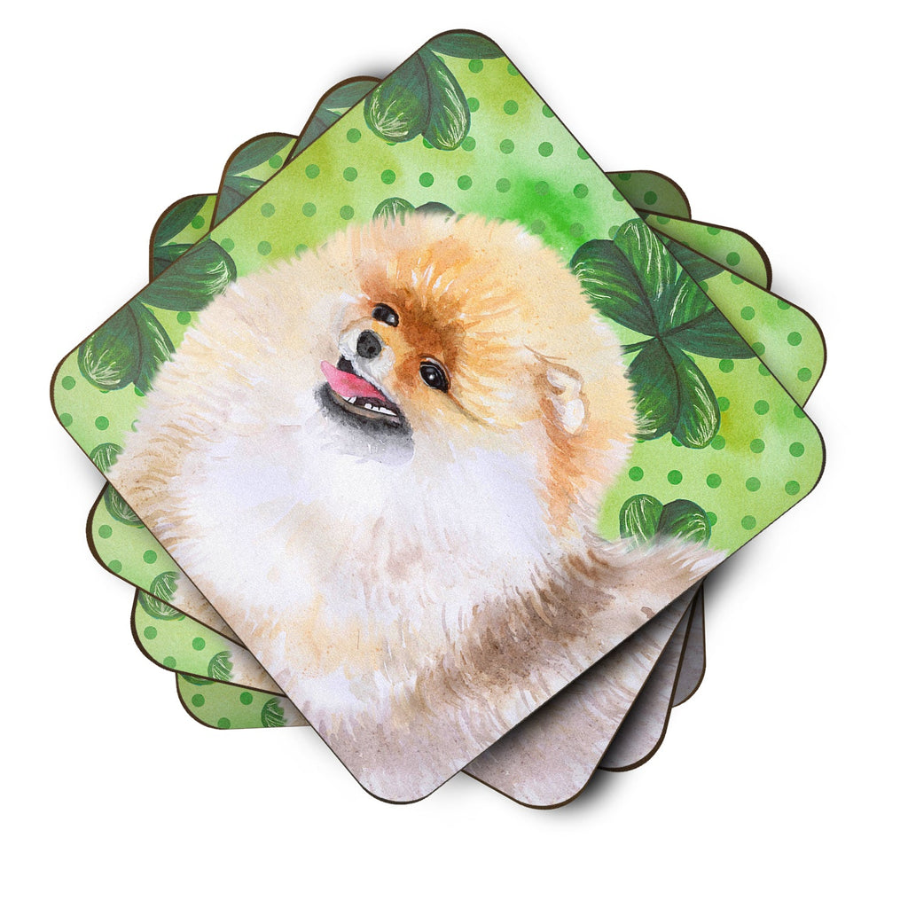 Pomeranian St Patrick's Foam Coasters Set of 4 Cup Coasters for Indoor Outdoor, Tabletop Protection, Anti Slip, Mouse pad Material