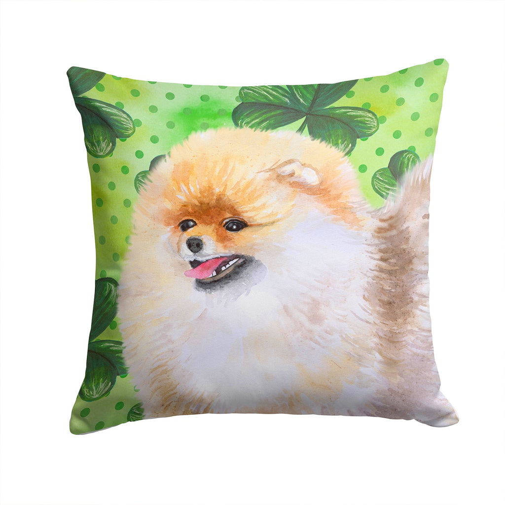 Pomeranian St Patrick's Decorative Throw Pillow 14x14 Indoor Outdoor Accent Cushion, Fabric Cover with Insert for Sofa, Bed, Porch & Living Room