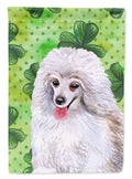 Medium White Poodle St Patrick's House Flag 28x40 Porch Sleeve Pole Decorative Outside Yard Banner Artwork Wall Hanging, Polyester