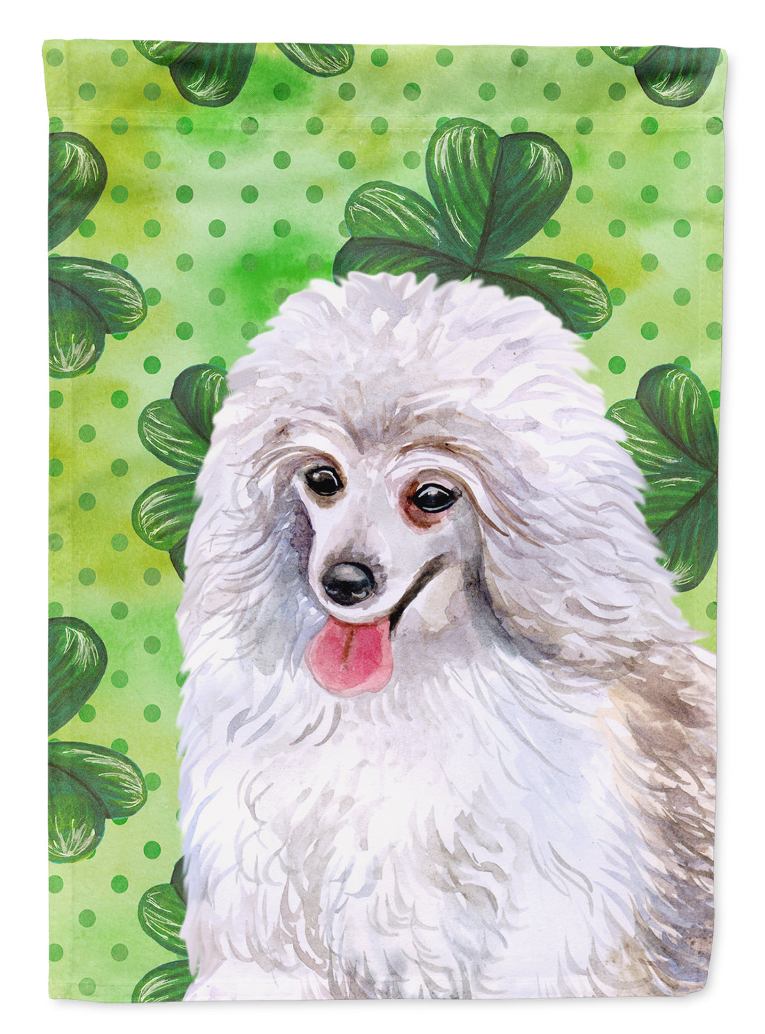 Medium White Poodle St Patrick's House Flag 28x40 Porch Sleeve Pole Decorative Outside Yard Banner Artwork Wall Hanging, Polyester