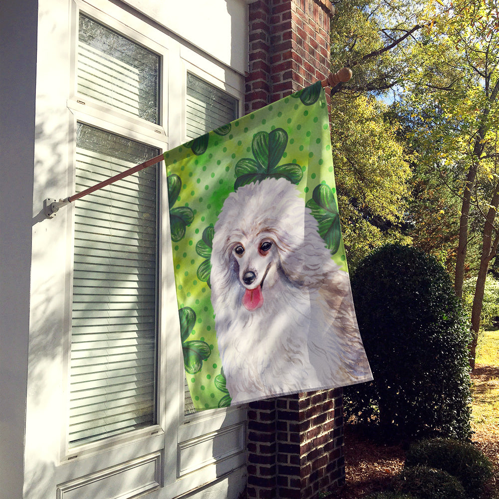 Medium White Poodle St Patrick's House Flag 28x40 Porch Sleeve Pole Decorative Outside Yard Banner Artwork Wall Hanging, Polyester