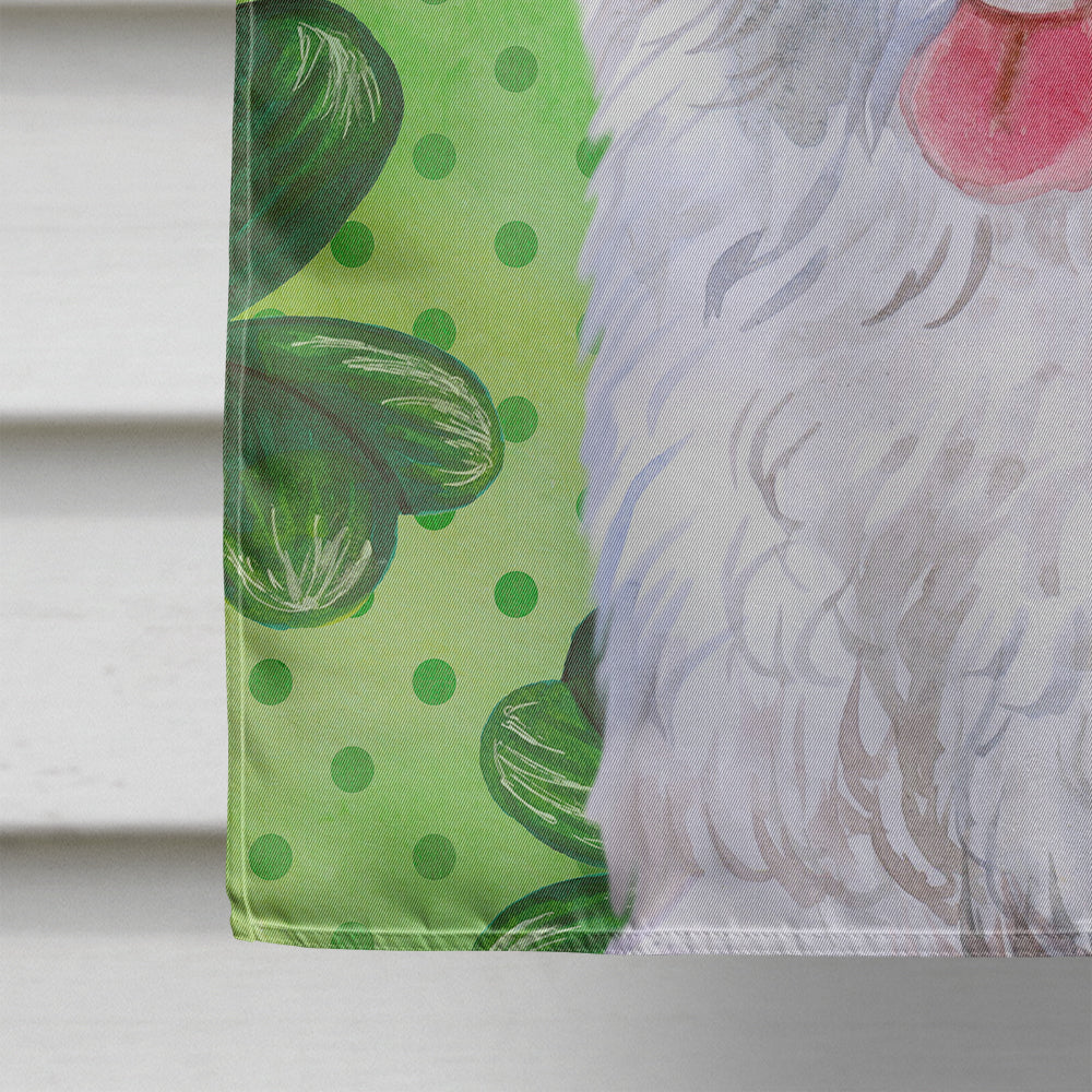 Medium White Poodle St Patrick's House Flag 28x40 Porch Sleeve Pole Decorative Outside Yard Banner Artwork Wall Hanging, Polyester