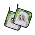 Medium White Poodle St Patrick's Pot Holder Set of 2 Heat Resistant Quilted Hot Pads 7.5 x 7.5 Inch, Insulated Kitchen Trivets for Cooking & Baking