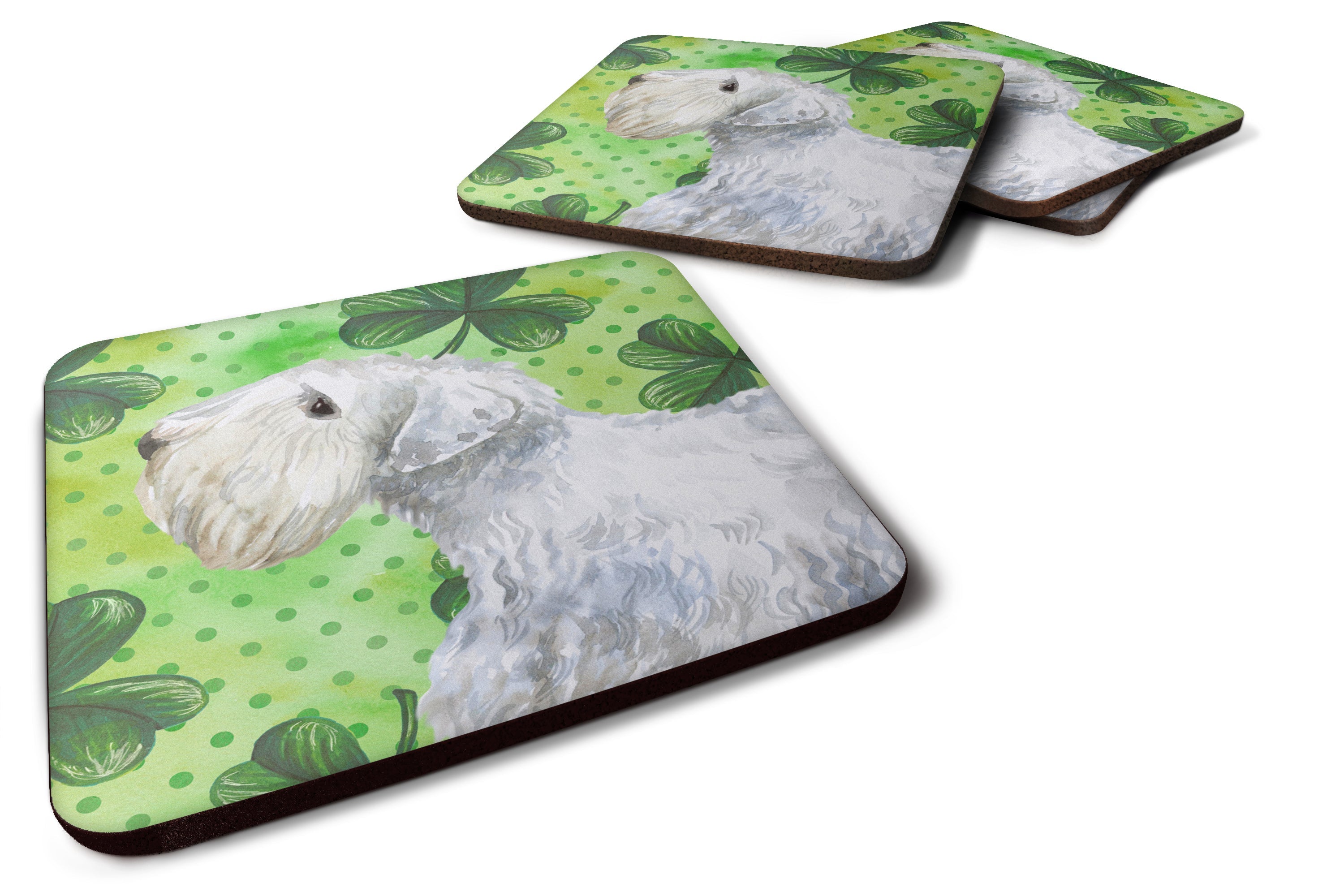 Sealyham Terrier St Patrick's Foam Coasters Set of 4 Cup Coasters for Indoor Outdoor, Tabletop Protection, Anti Slip, Mouse pad Material