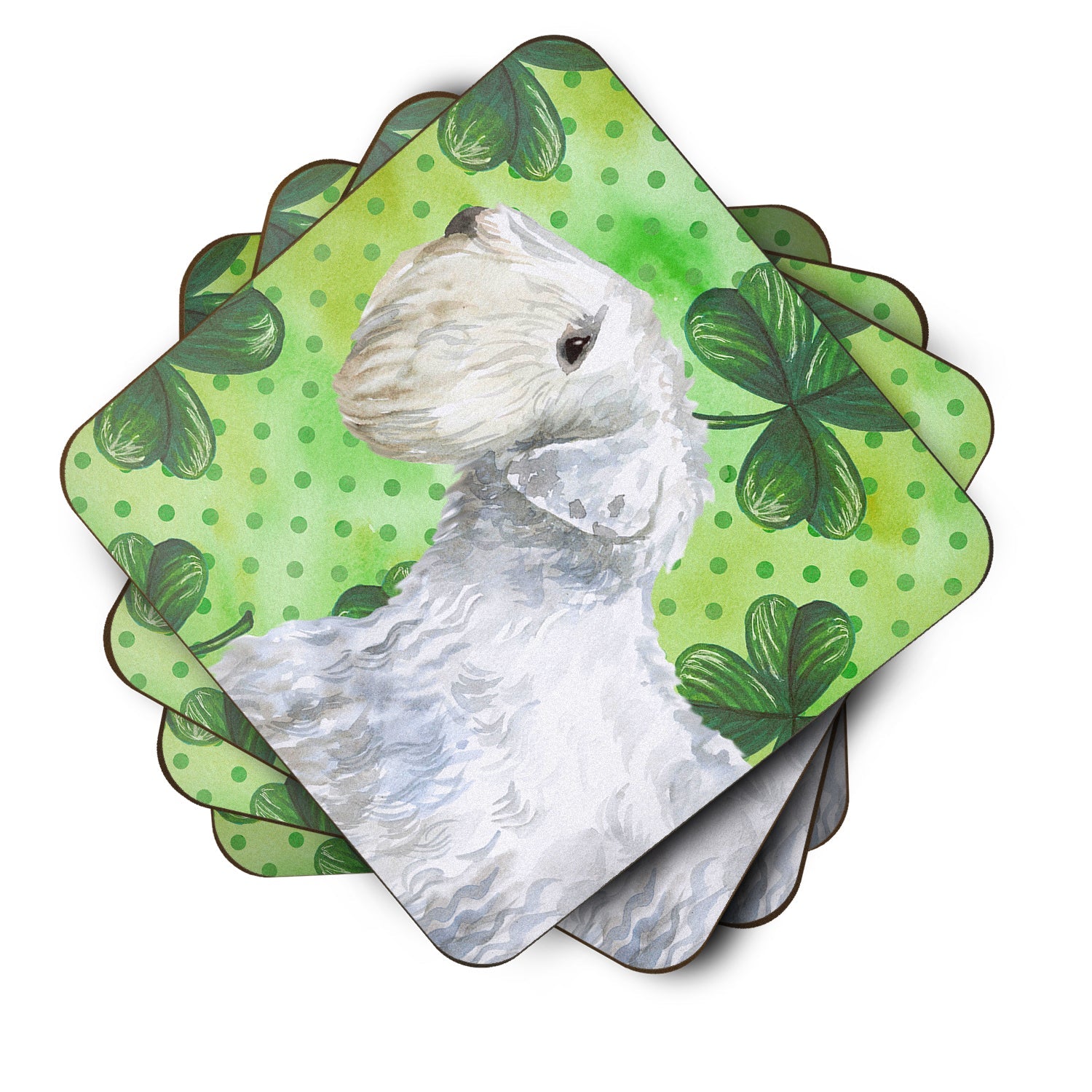 Sealyham Terrier St Patrick's Foam Coasters Set of 4 Cup Coasters for Indoor Outdoor, Tabletop Protection, Anti Slip, Mouse pad Material