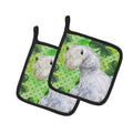Sealyham Terrier St Patrick's Pot Holder Set of 2 Heat Resistant Quilted Hot Pads 7.5 x 7.5 Inch, Insulated Kitchen Trivets for Cooking & Baking