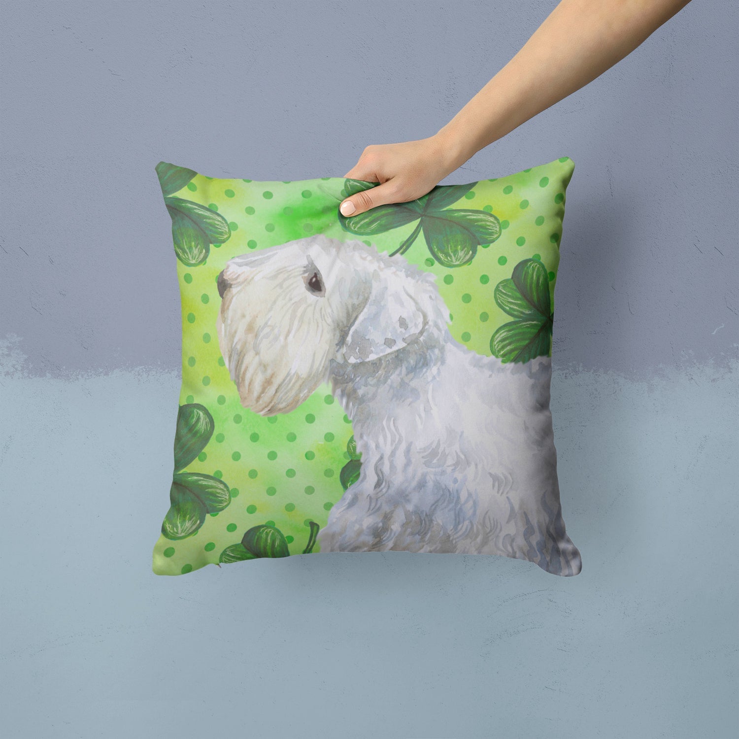 Sealyham Terrier St Patrick's Decorative Throw Pillow 14x14 Indoor Outdoor Accent Cushion, Fabric Cover with Insert for Sofa, Bed, Porch & Living Room