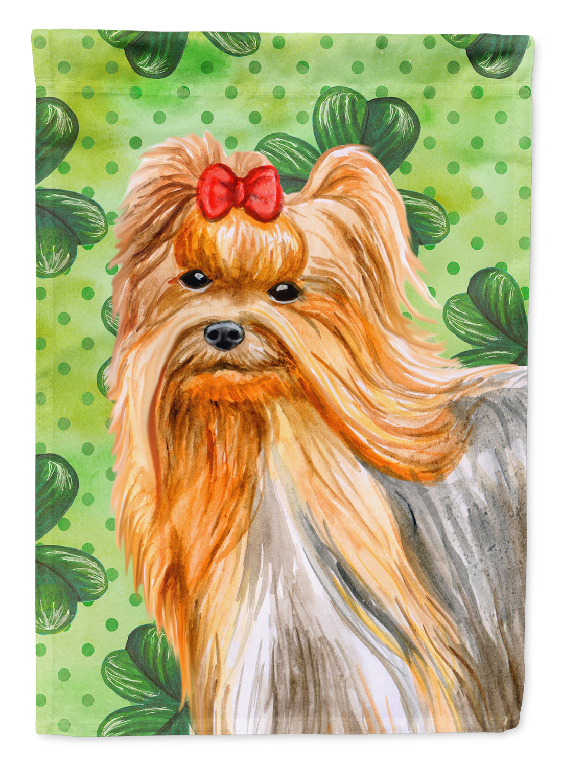 Yorkshire Terrier St Patrick's House Flag 28x40 Porch Sleeve Pole Decorative Outside Yard Banner Artwork Wall Hanging, Polyester