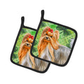 Yorkshire Terrier St Patrick's Pot Holder Set of 2 Heat Resistant Quilted Hot Pads 7.5 x 7.5 Inch, Insulated Kitchen Trivets for Cooking & Baking