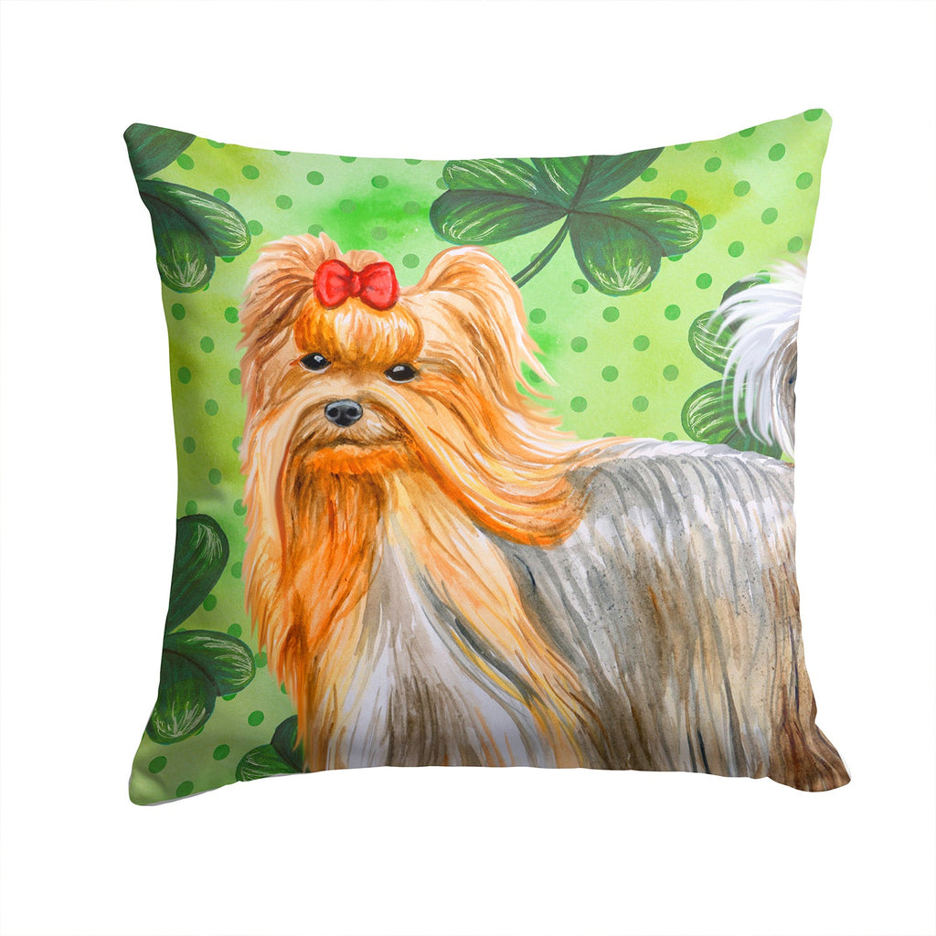Yorkshire Terrier St Patrick's Decorative Throw Pillow 14x14 Indoor Outdoor Accent Cushion, Fabric Cover with Insert for Sofa, Bed, Porch & Living Room