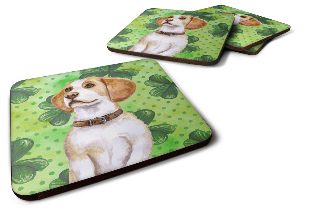 Beagle St Patrick's Foam Coasters Set of 4 Cup Coasters for Indoor Outdoor, Tabletop Protection, Anti Slip, Mouse pad Material