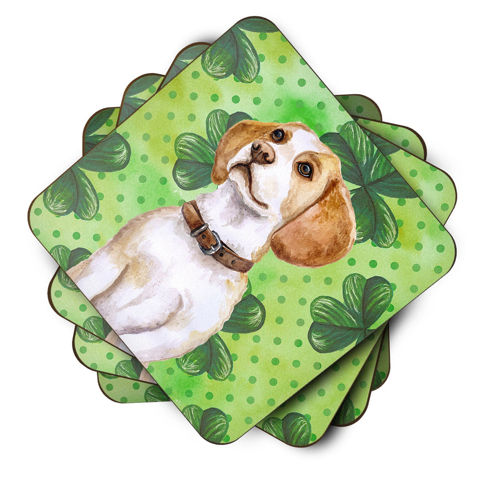 Beagle St Patrick's Foam Coasters Set of 4 Cup Coasters for Indoor Outdoor, Tabletop Protection, Anti Slip, Mouse pad Material
