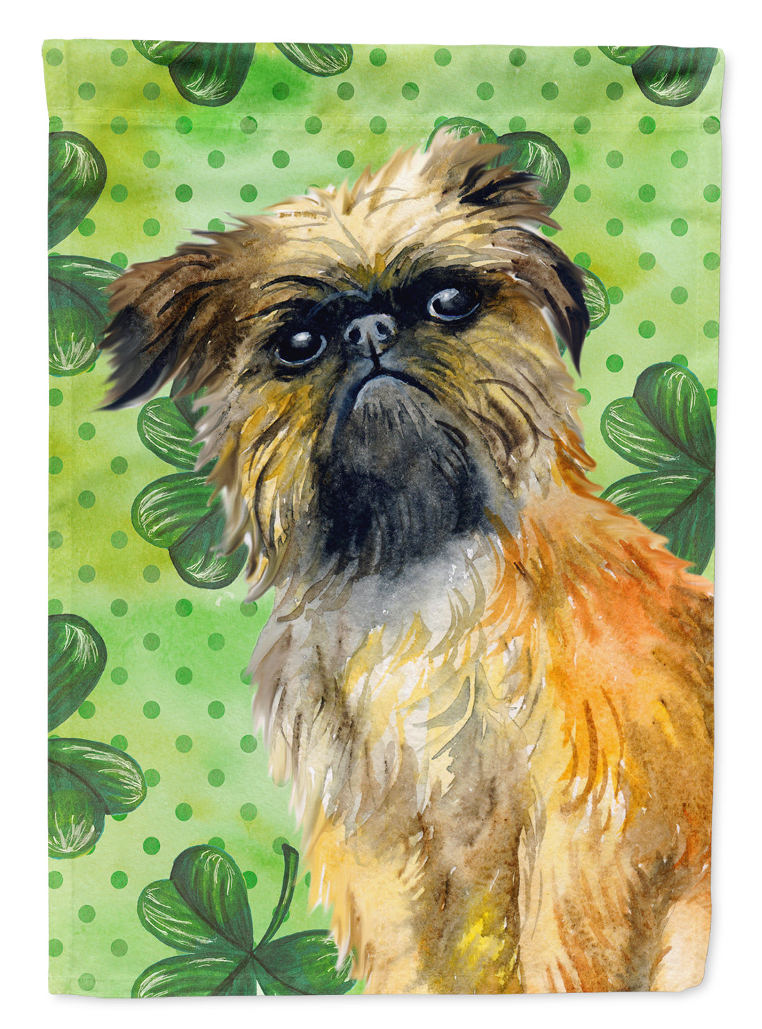 Brussels Griffon St Patrick's House Flag 28x40 Porch Sleeve Pole Decorative Outside Yard Banner Artwork Wall Hanging, Polyester