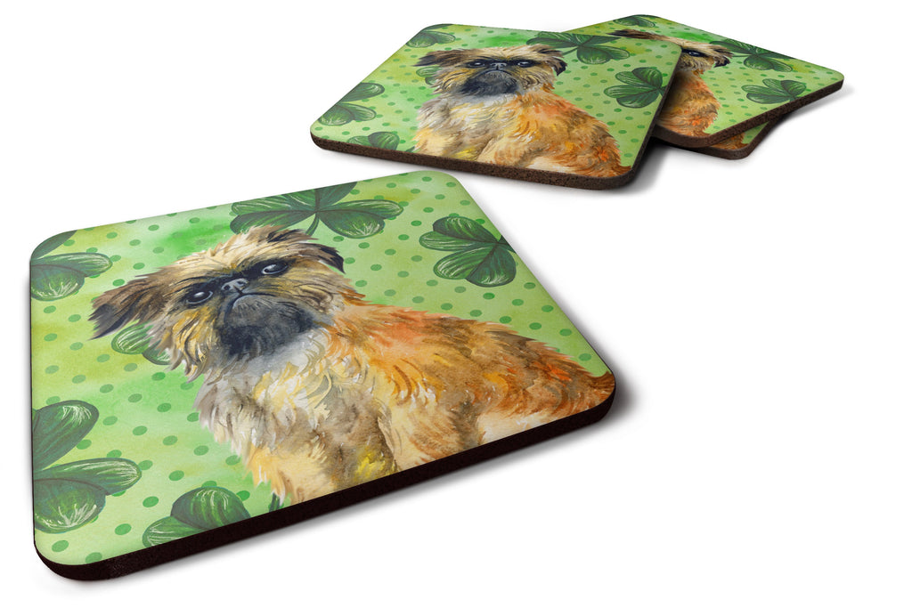 Brussels Griffon St Patrick's Foam Coasters Set of 4 Cup Coasters for Indoor Outdoor, Tabletop Protection, Anti Slip, Mouse pad Material