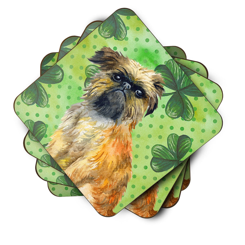 Brussels Griffon St Patrick's Foam Coasters Set of 4 Cup Coasters for Indoor Outdoor, Tabletop Protection, Anti Slip, Mouse pad Material