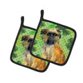 Brussels Griffon St Patrick's Pot Holder Set of 2 Heat Resistant Quilted Hot Pads 7.5 x 7.5 Inch, Insulated Kitchen Trivets for Cooking & Baking